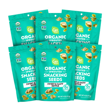 Go Raw Organic Sprouted Sweet & Salty Kettle Snacking Seeds, 4 oz, 6 Pack, Pumpkin & Sunflower Seeds, Keto, Kosher