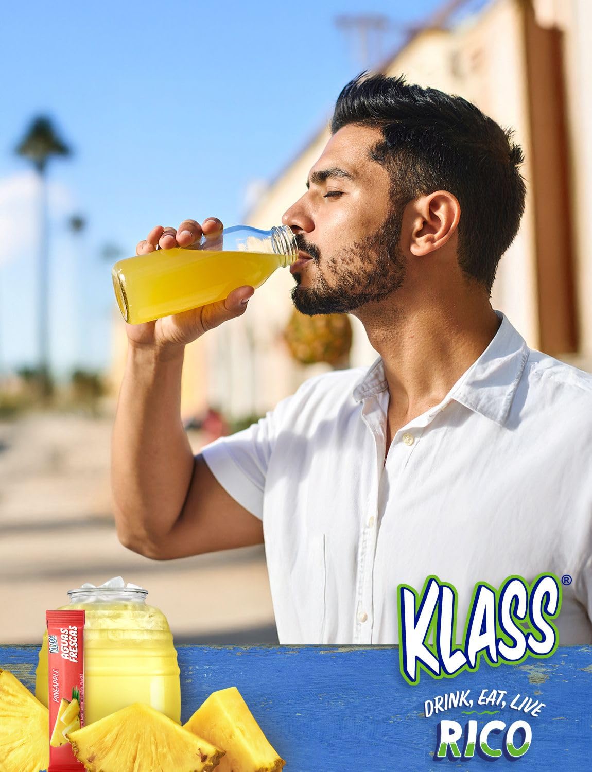 Klass Aguas Frescas Powdered Drink Mix | 44 Sugar Free Powder Packets | Flavors - Mango Watermelon Pineapple & Passionfruit - Wa