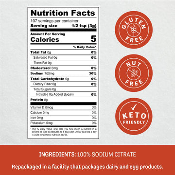 Judees Sodium Citrate 11.25 Oz - 100% Non-Gmo, Keto-Friendly - Gluten-Free And Nut-Free - Food Grade - Great For Molecular Gastr