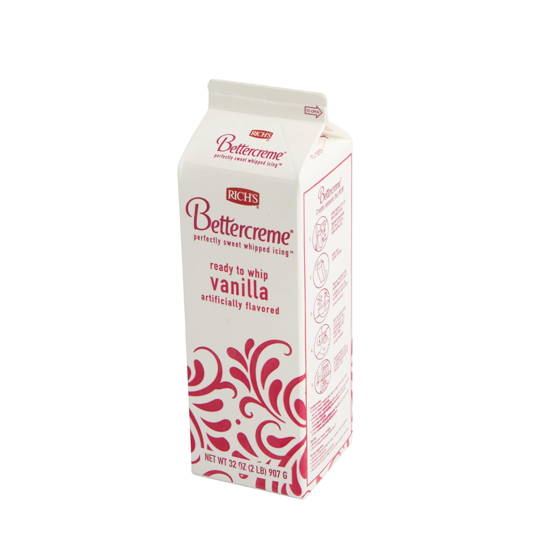 Richs Bettercreme Ready To Whip Liquid Icing, Vanilla, Frozen, 12 Pack, 2lb Cartons
