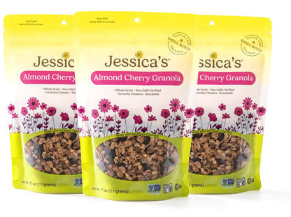 Jessicas Natural Foods - Gluten-Free Almond Cherry Granola made with dried Michigan cherries and toasted almonds, Non-GMO, no ar