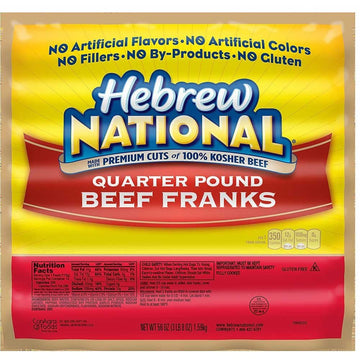 Hebrew National Quarter Pound Beef Franks Premium Cuts%100 Kosher Beef- 3.5LB