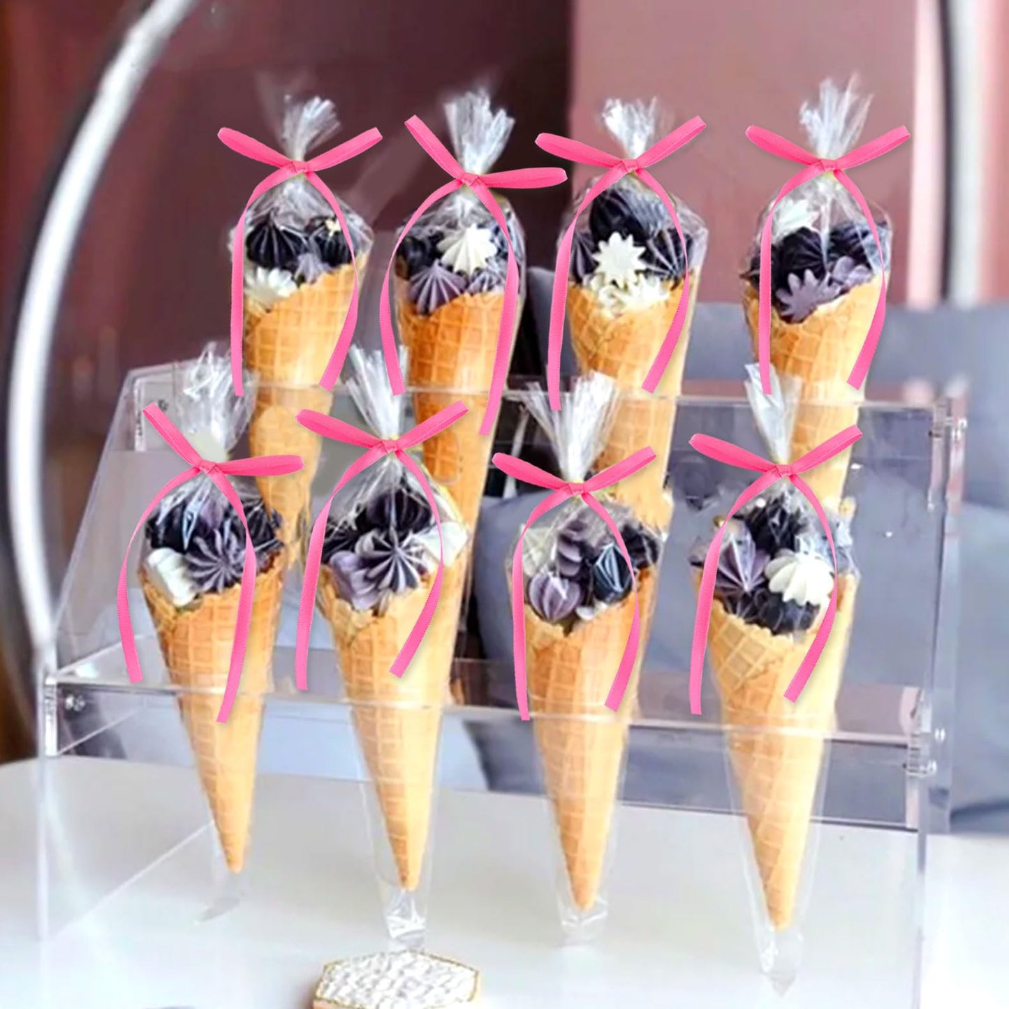 20 Pack Bow Cupcake Toppers Valentine'S Bowknot Ribbons Coquette Pink Bow High Footed Cup Balloon Wall Party Decorations Bridal