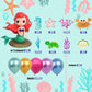 DRWATE Mermaid Cake Topper Set - 24PCS Under the Sea Decorations, Plastic, Purple Blue Balloons, Sea Animals for Parties and Showers