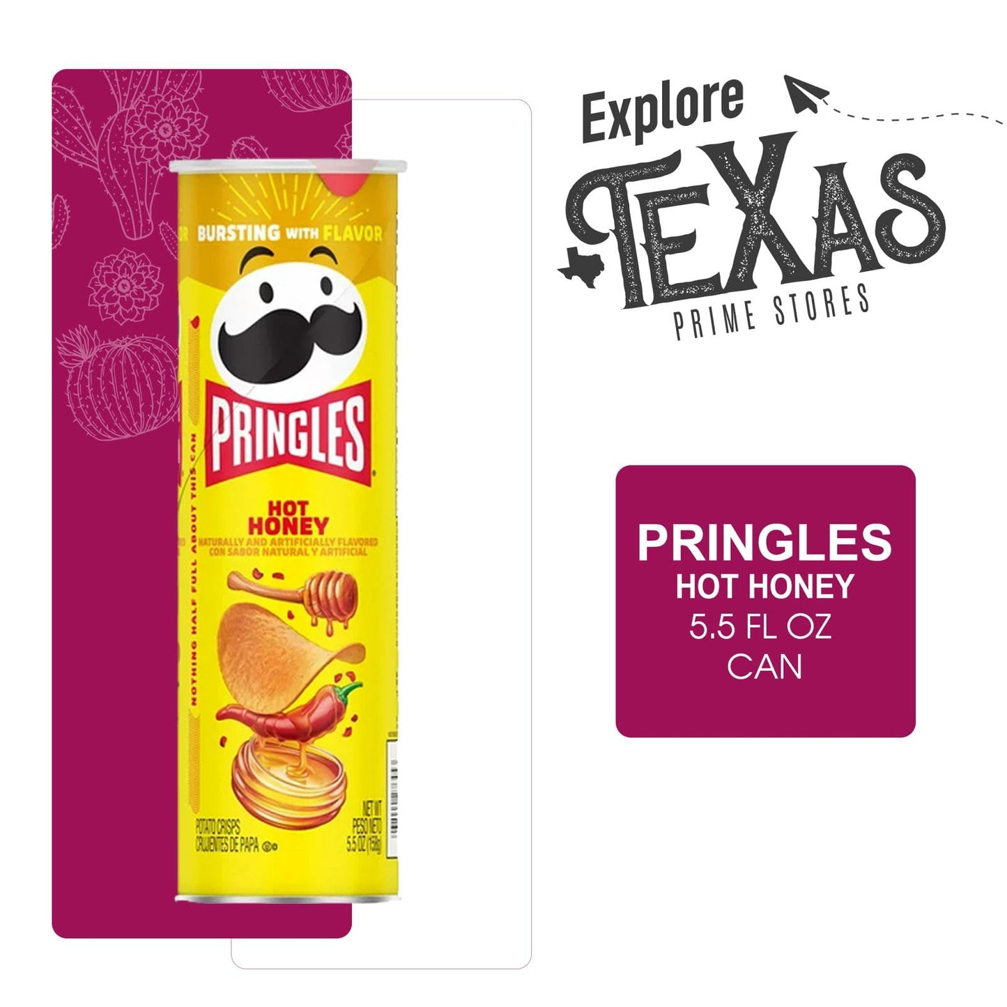 Pringles 12- Count Of Hot Honey Potato Crisps Chips, On-The-Go Lunch Snack 5.5 Oz Can + 1 Freebie By Unique Outlet