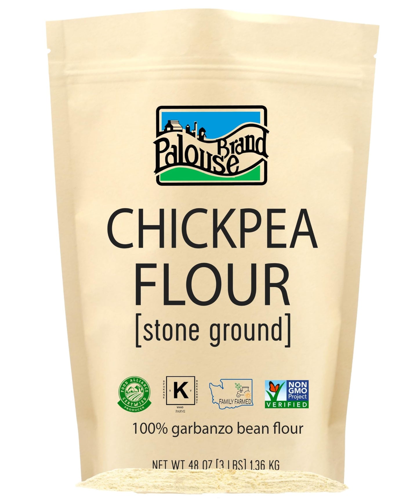 Chickpea Flour | 3 Lbs | Family Farmed In Washington State | 100% Desiccant Free | Non-Gmo Project Verified | 100% Non-Irradiate
