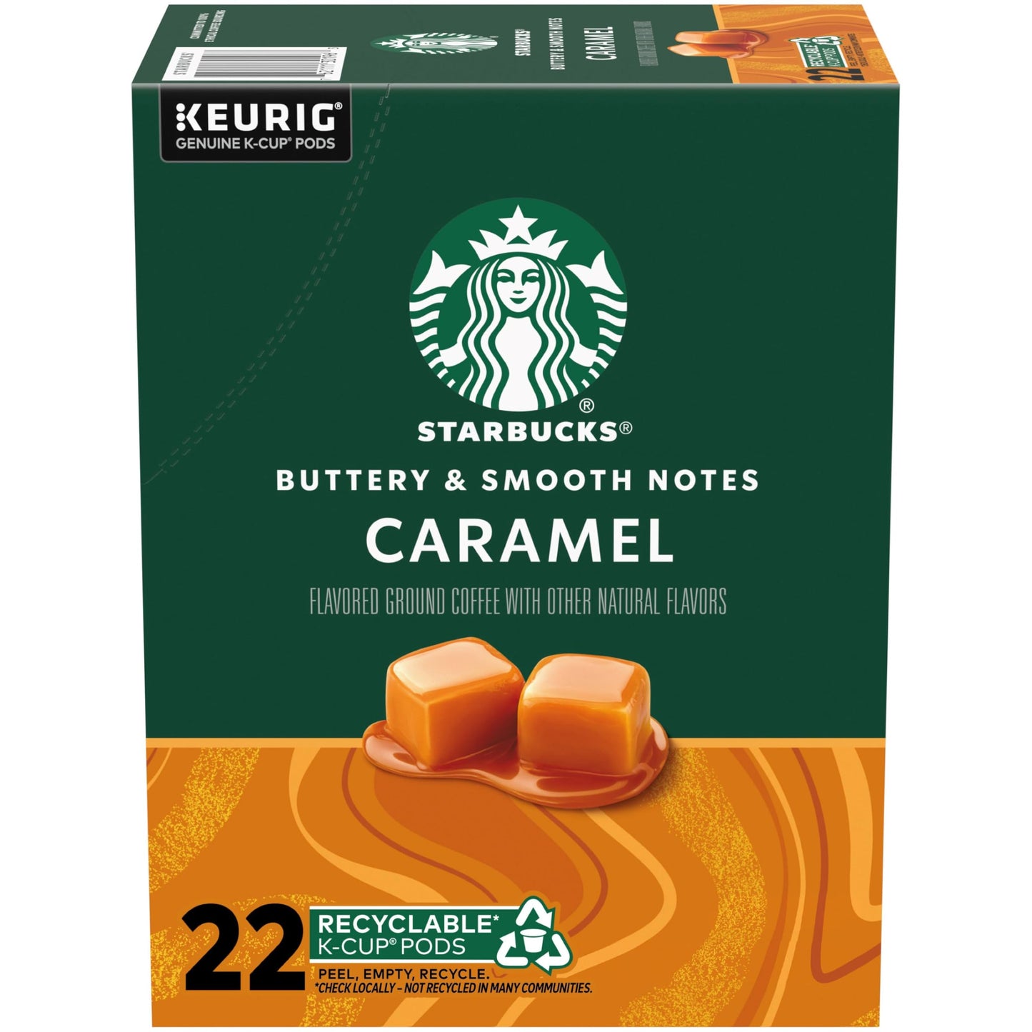 Starbucks K-Cup Coffee Pods, Caramel Flavor, 100% Arabica, 22 Count