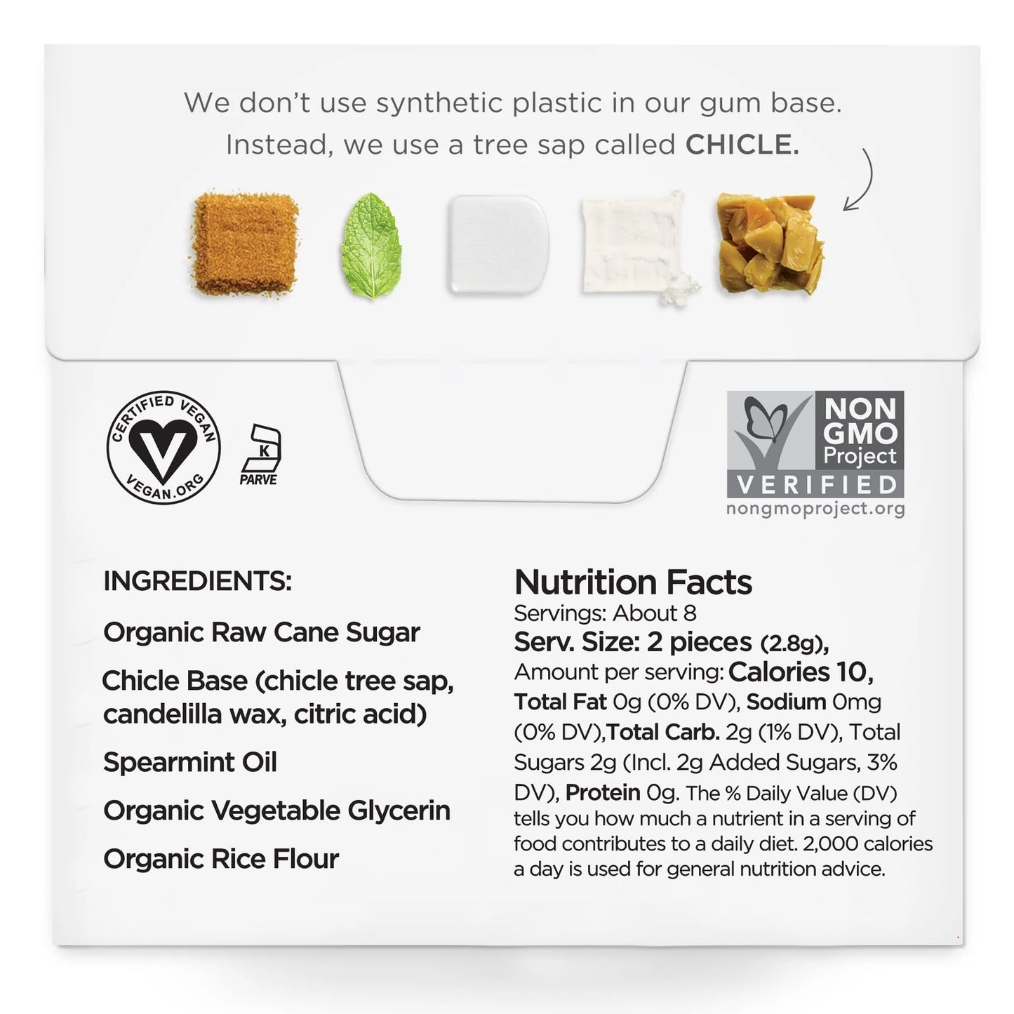 SIMPLY Gum | Spearmint | Plant- Based Chewing Gum | Pack of One (15 Pieces Total) | Synthetic Plastic Free + Aspartame Free + no