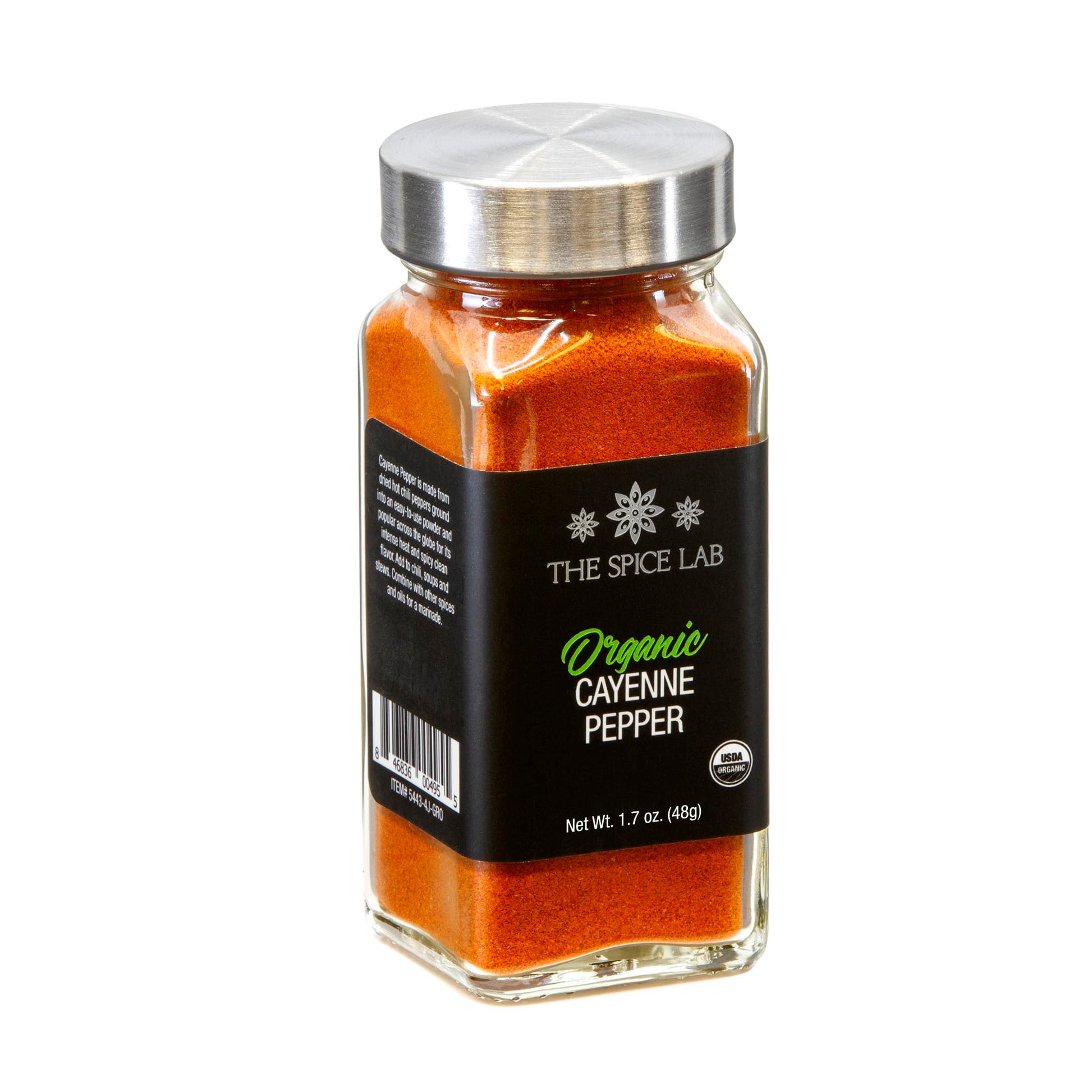 The Spice Lab Organic Cayenne Pepper Powder - Gluten Free - 1.7 oz French Jar - Non-GMO & Keto Friendly Seasoning