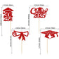 Gyufise 24Pcs 2025 Graduation Cupcake Toppers Red Glitter Class Of 2025 Diploma Congrats Grad Cap Cupcake Picks Decoratiosn For