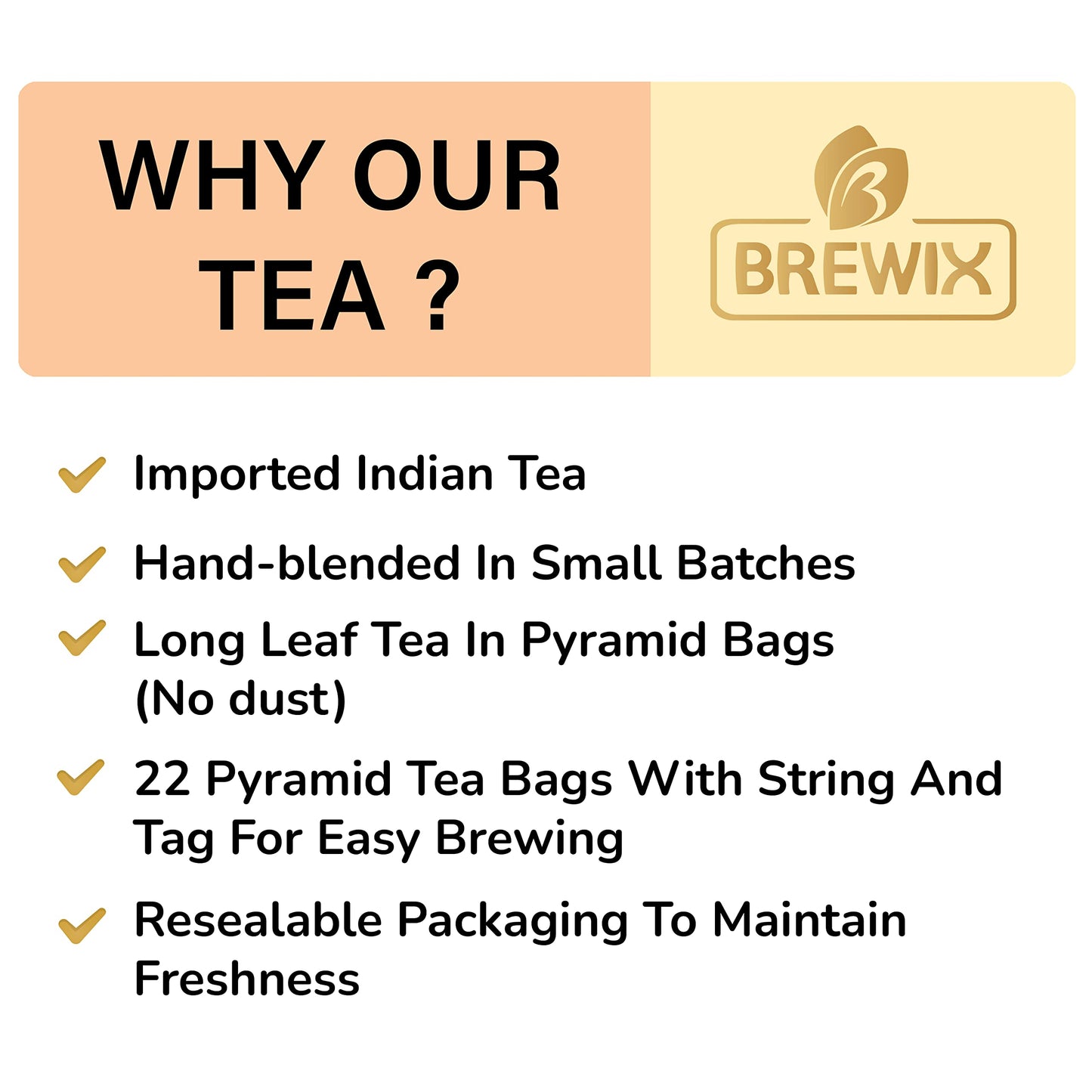 Brewix, Darjeeling Golden Summer Tea From Himalayas (22 Pyramid Tea Bags) | High Grown In The Himalayas | Long Leaf Tea, Packed