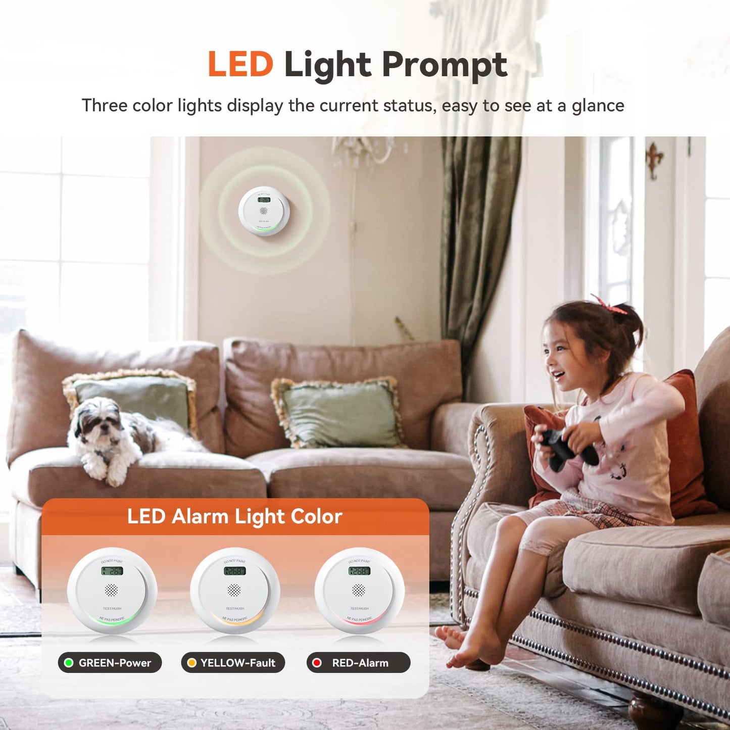 Jemay Combination Smoke And Carbon Monoxide Detector, Battery Operated Smoke Detector Carbon Monoxide Detector Combo With 10-Yea