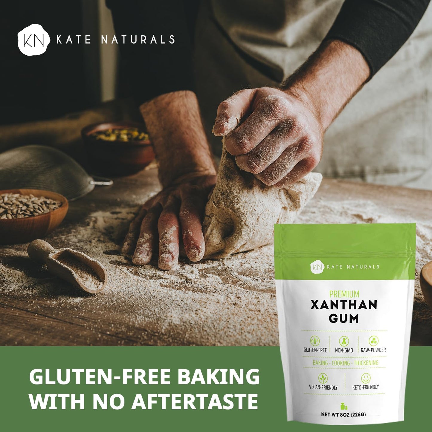 Kate Naturals Xanthan Gum for Baking & Thickening, Gluten Free, 8oz