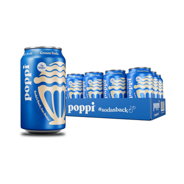 Poppi Sparkling Prebiotic Soda with Apple Cider Vinegar, Cream Soda Flavor, 12 Fl Oz, Pack of 12