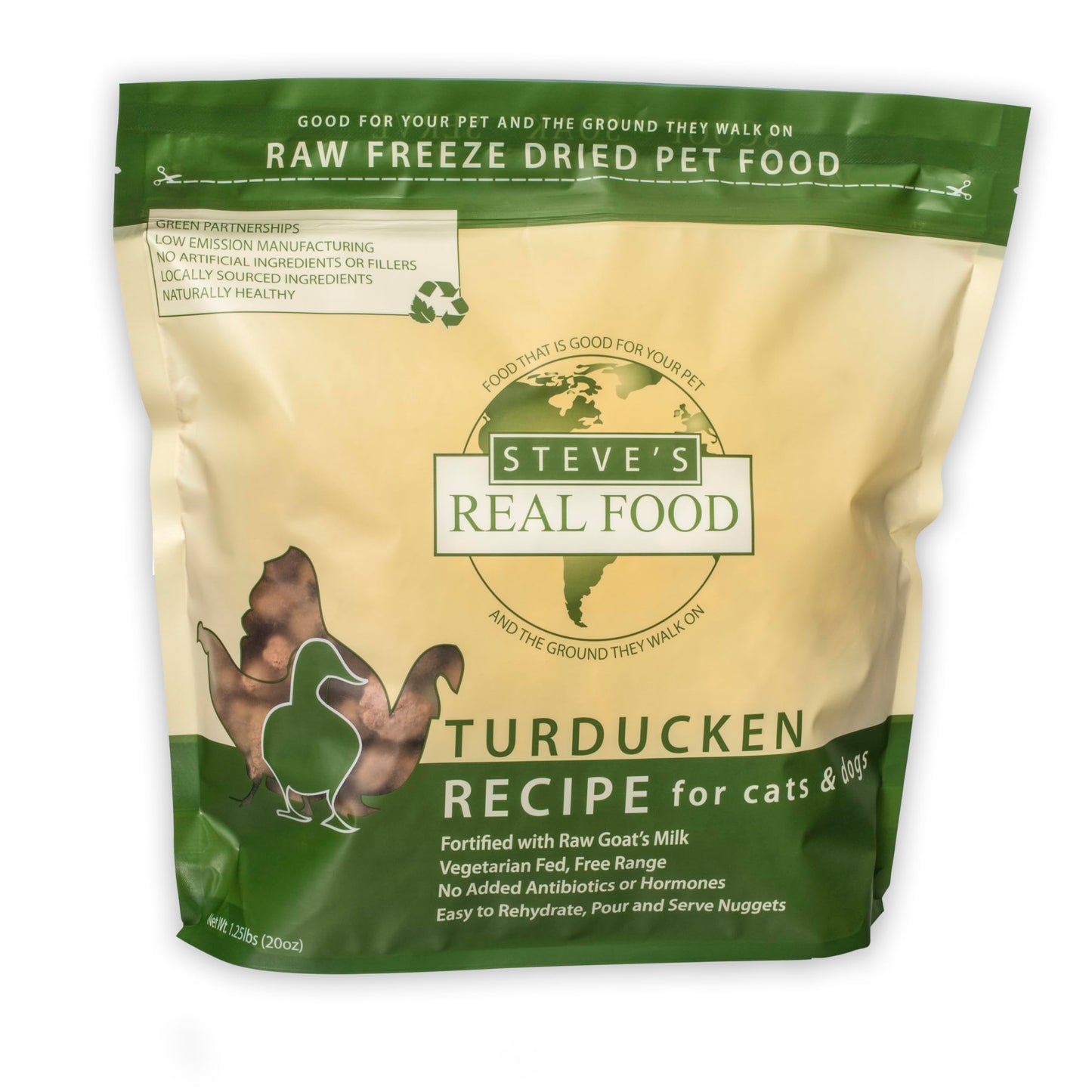 Steves Real Food Freeze-Dried Raw Nuggets, Turducken Flavor, 1.25 Pound