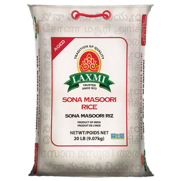 Laxmi All-Natural Sona Masoori Medium Grain Rice, Made Pure, Made Fresh, Tradition of Quality, Product of India (10lb)
