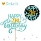 Sky Blue Glitter Happy 21St Birthday Cake Topper, Twenty One Years Old Birthday Party Cake Decor, Gold Number 21 Birthday Party