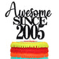 19Th Awesome Since2005 Cake Topper Cheers To 19 Years Birthday Cake Pick 19 Fabulous Cake Decoration For Happy 19Th Birthday Ann