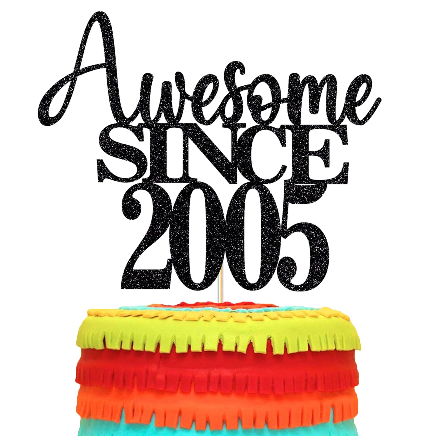 19Th Awesome Since2005 Cake Topper Cheers To 19 Years Birthday Cake Pick 19 Fabulous Cake Decoration For Happy 19Th Birthday Ann