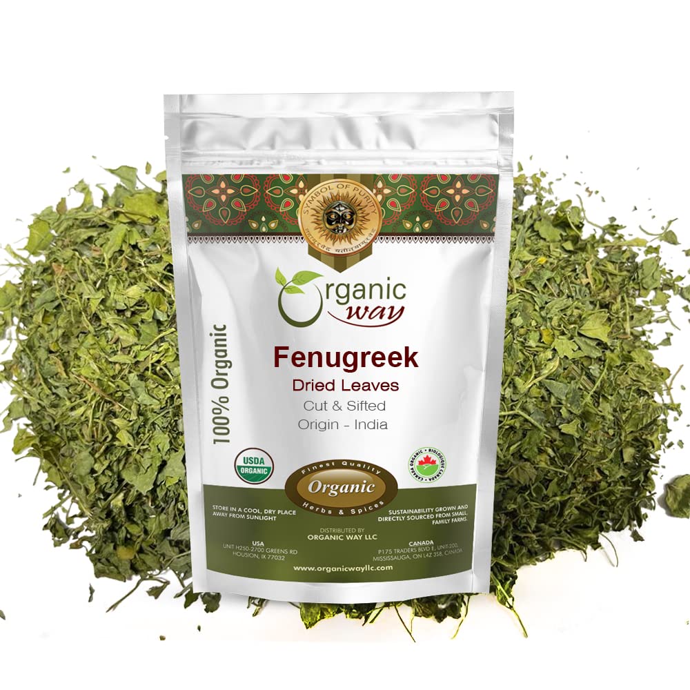 Organic Way Fenugreek Dried Leaves (Kasuri Methi) - Organic, Vegan, Non-GMO, Gluten-Free, 4 Oz, USDA Certified, India