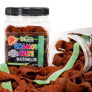 Dulces Colibri - Premium Watermelon Chamoy Belts | Dry Chamoy Coated Gummies | Mess Free | Handmade To Order | Long Lasting Flav