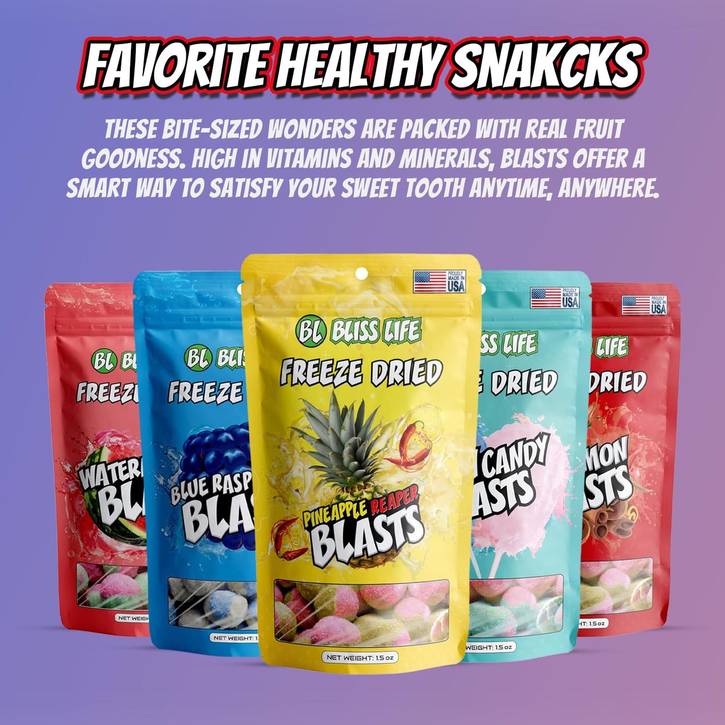 Bliss Life Blue Raspberry Blast Freeze Dried Berry Fruit Candy From Tiktok, Asmr Crunchy Candy, Spicy Sweet And Sour Kids Snacks