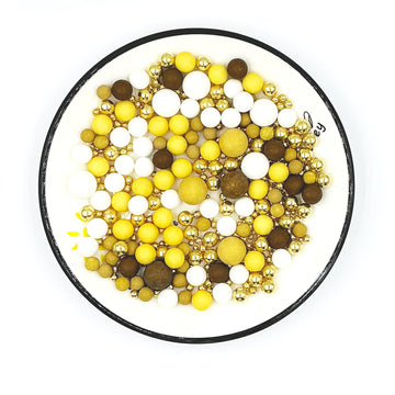 Edible Yellow Brown White And Gold Pearl Sprinkles 142G/ 5.01Oz Mixed Color Size Pearl Sprinkles For Cake Decorating Candy Bakin