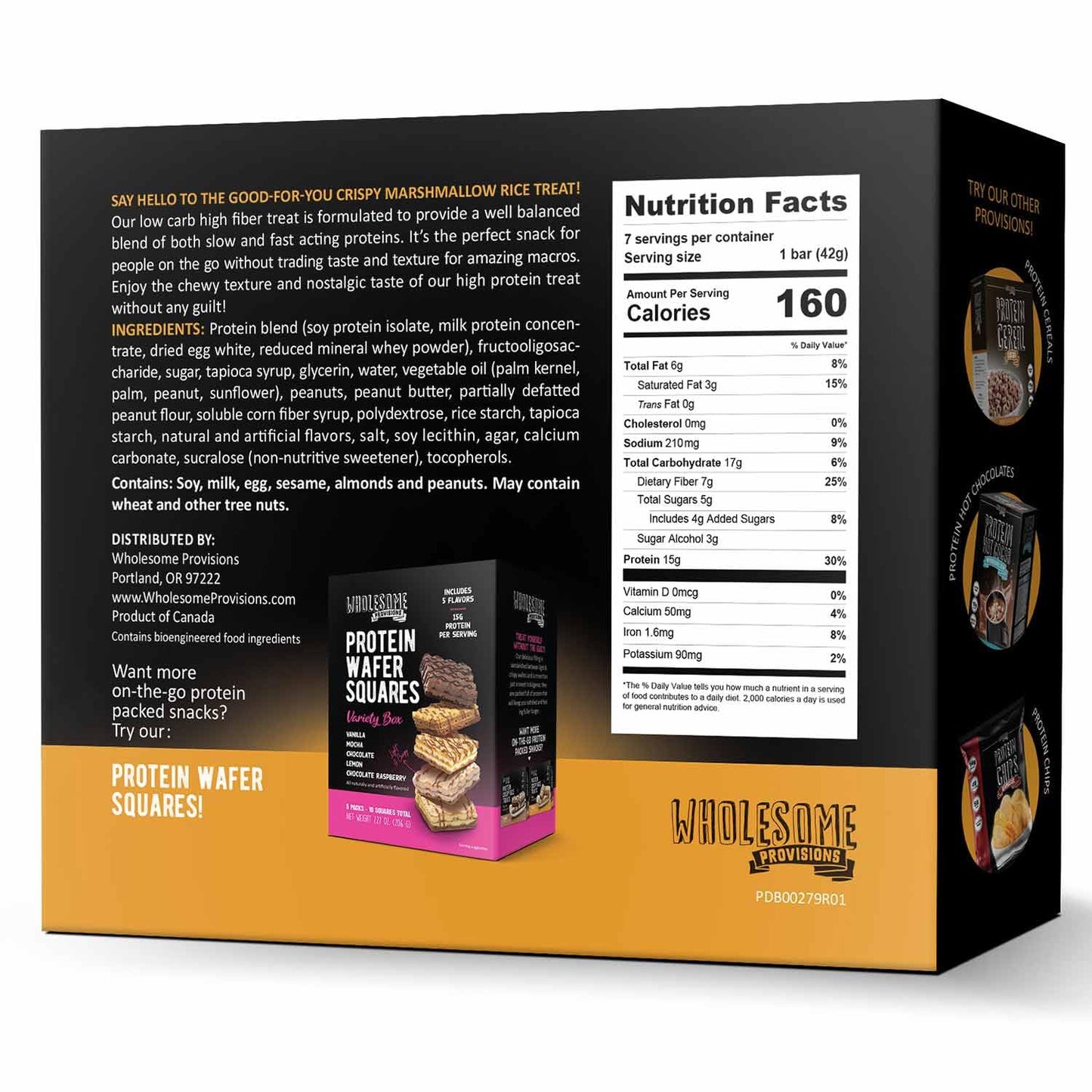Wholesome Provisions Protein Crispy Rice  , 15g Protein, Low Carb, Gluten Free, 1 Pack, Fluffy Peanut Butter