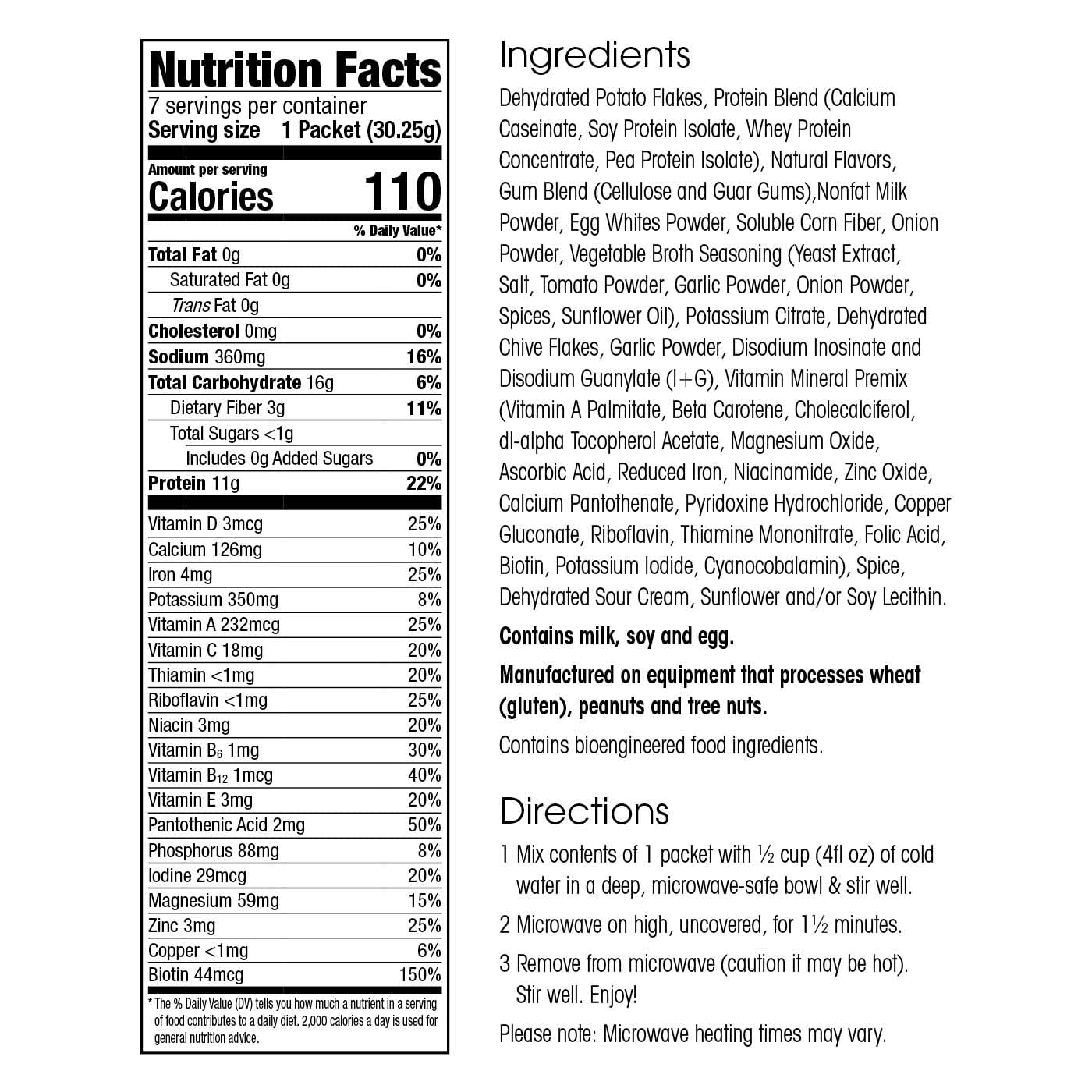 Wonderslim Instant Mashed Potatoes, Sour Cream & Chives, 11G Protein, No Fat, Gluten Free (7Ct)