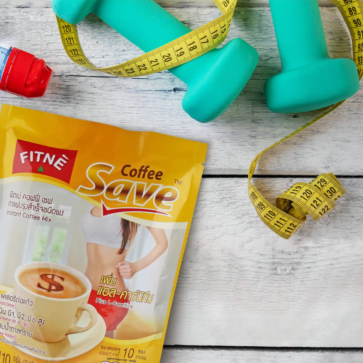 Fitne Instant 3 In 1 Coffee Packets Mix With L-Carnitine For Workout Exercise Vitamin B1 B2 B6 Smooth Blend No Sugar Sucralose Sweetener, 10 Sachets