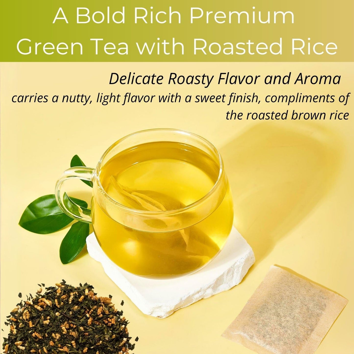 5.29Oz Organic Genmaicha Green Tea With Roasted Rice, 50 Count, Unbleached, Eco-Conscious Genmaicha Tea Bags, Vitalforest Roaste