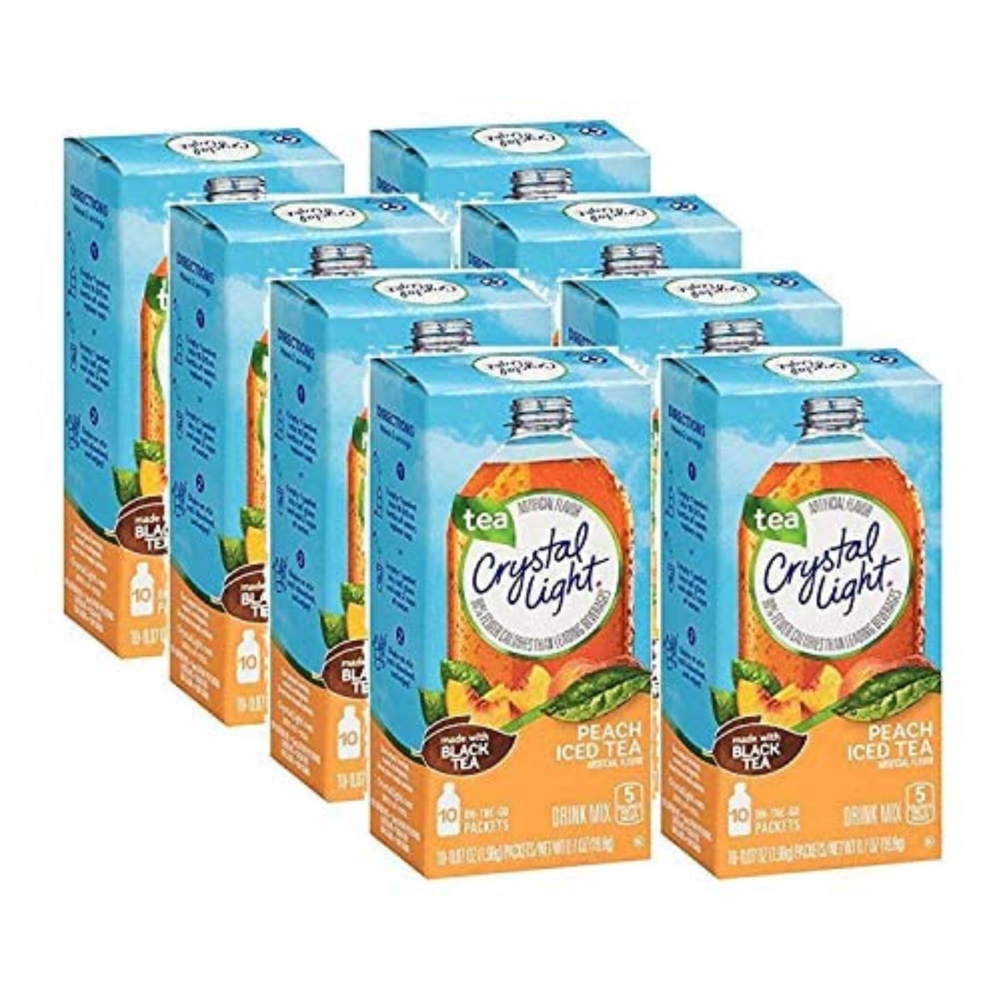 Crystal Light On-the-Go Peach Iced Tea Drink Mix, 10 Count (Pack of 8)