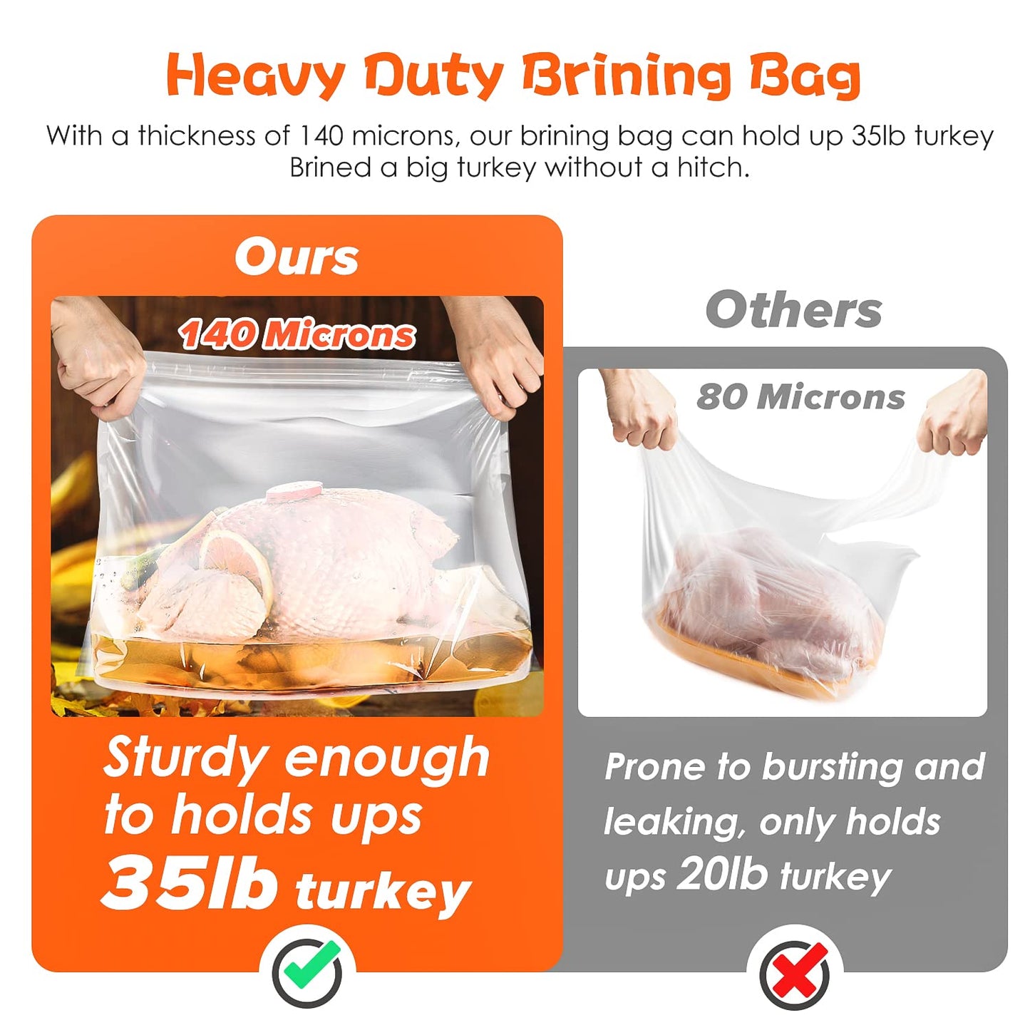 Brining Bags For Turkey, 3 Pack, 26''  22'', Extra Large Turkey Brine Bag Holds Up 35Lb, Thickened Brining Bag With 3 Cotton Str