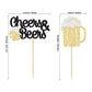 Gyufise Cupcake Toppers 24Pcs Black Glitter malt-inspired Mug Decorations for Baby Shower Birthday Party