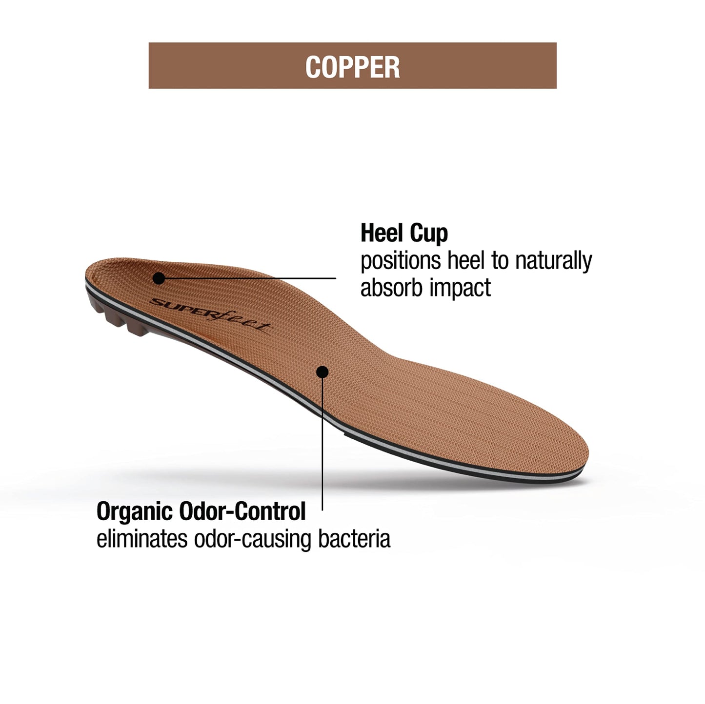 Superfeet Copper - Cushioning Memory Foam Arch Support Insole - 5.5-7 Men / 6.5-8 Women