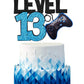 Level 13 Game Birthday Cake Topper - Video Game Boys 13Th Birthday Level Up Party Blue Cake Supplies - Game On Winner Gaming Party Decoration