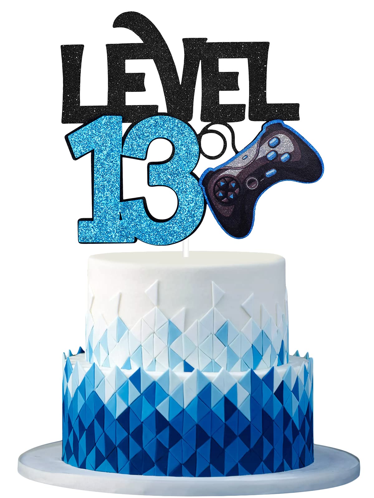 Level 13 Game Birthday Cake Topper - Video Game Boys 13Th Birthday Level Up Party Blue Cake Supplies - Game On Winner Gaming Party Decoration