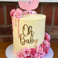 Oh Baby Cake Topper - Gold Acrylic Baby Shower Cake Decoration For Gender Reveal Party/Baby Booth Props Party Photo Decorations