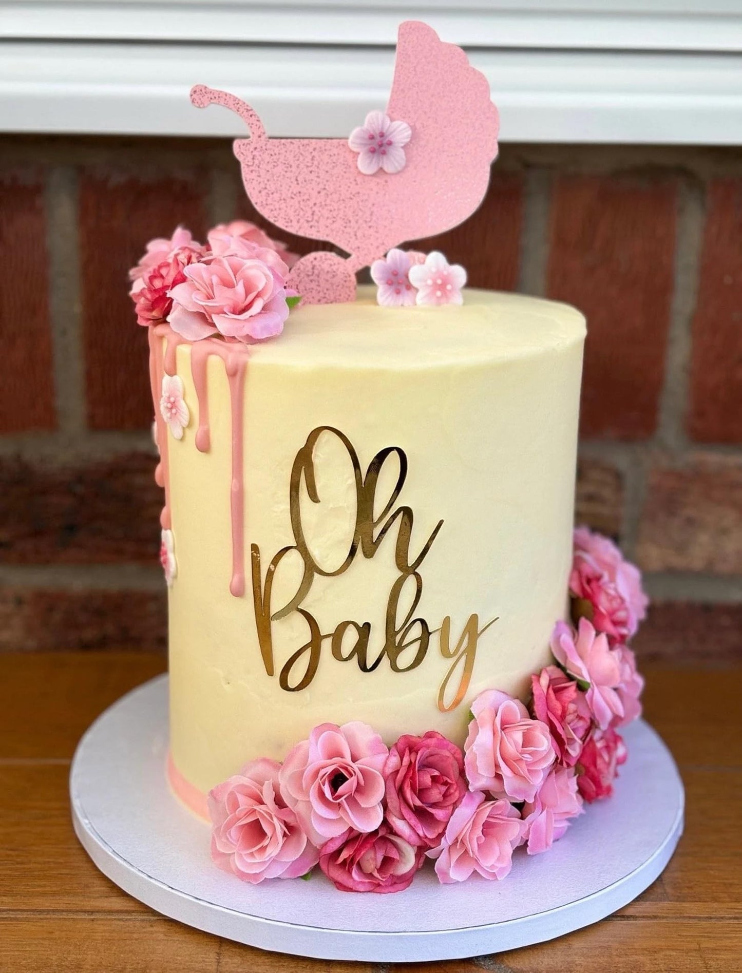 Oh Baby Cake Topper - Gold Acrylic Baby Shower Cake Decoration For Gender Reveal Party/Baby Booth Props Party Photo Decorations