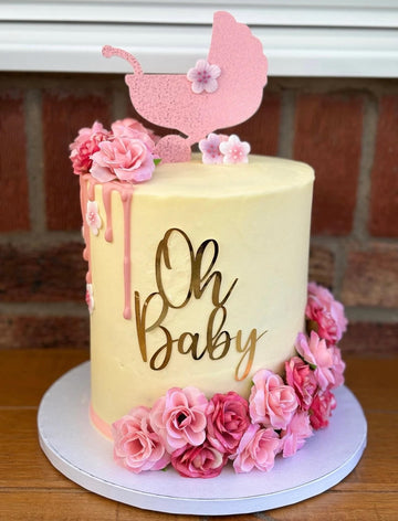 Oh Baby Cake Topper - Gold Acrylic Baby Shower Cake Decoration For Gender Reveal Party/Baby Booth Props Party Photo Decorations