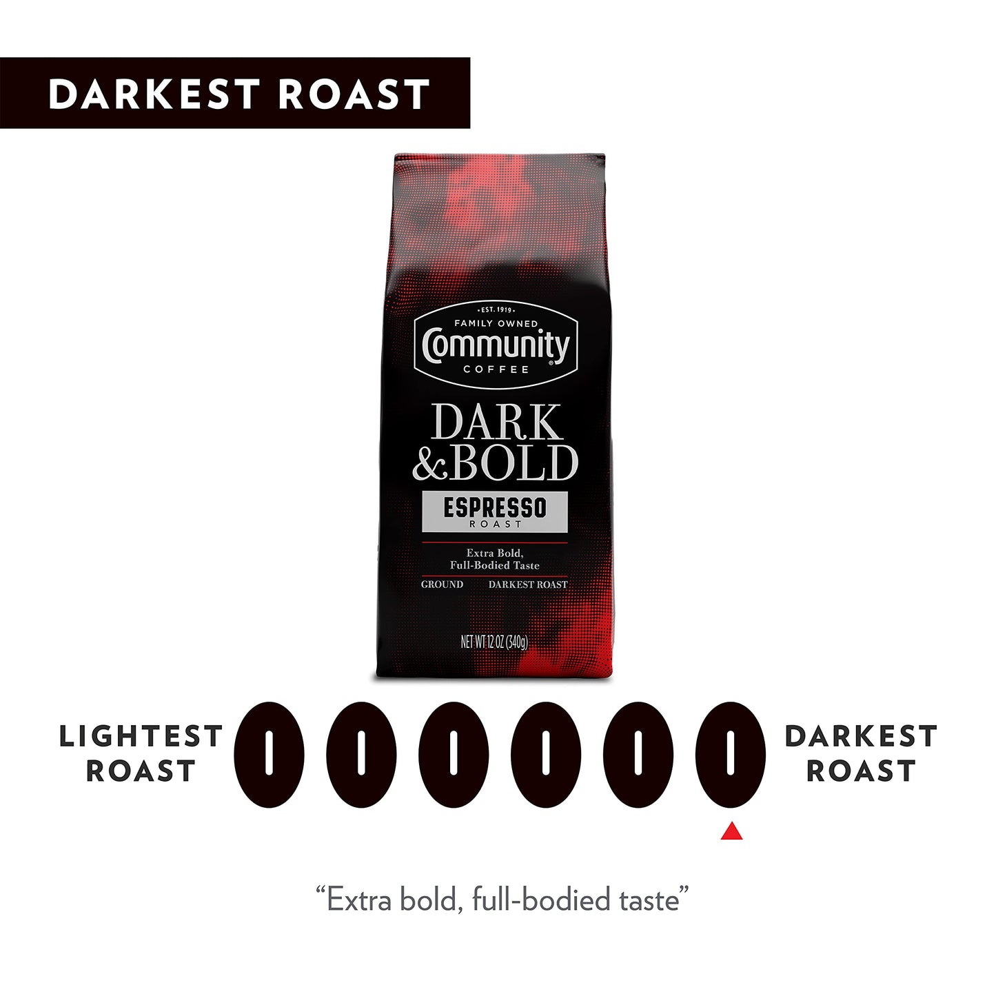 Community Coffee Dark & Bold Espresso Roast, Extra Dark Roast Ground Coffee, 12 Ounce Bag (Pack Of 1)