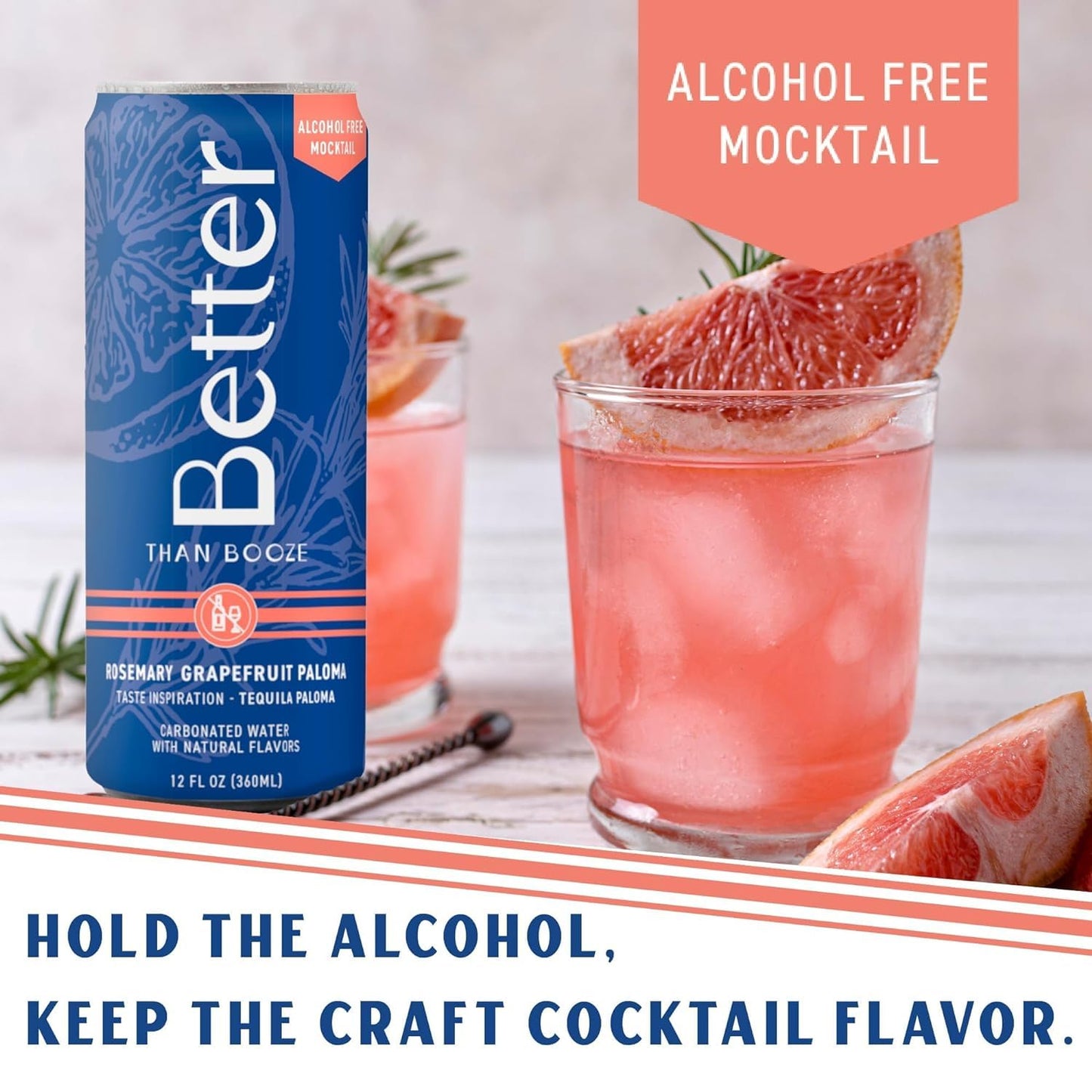 Better Than Booze Non-  ic Mocktail Drinks | Rosemary G fruit Flavor | 12 Pack Case