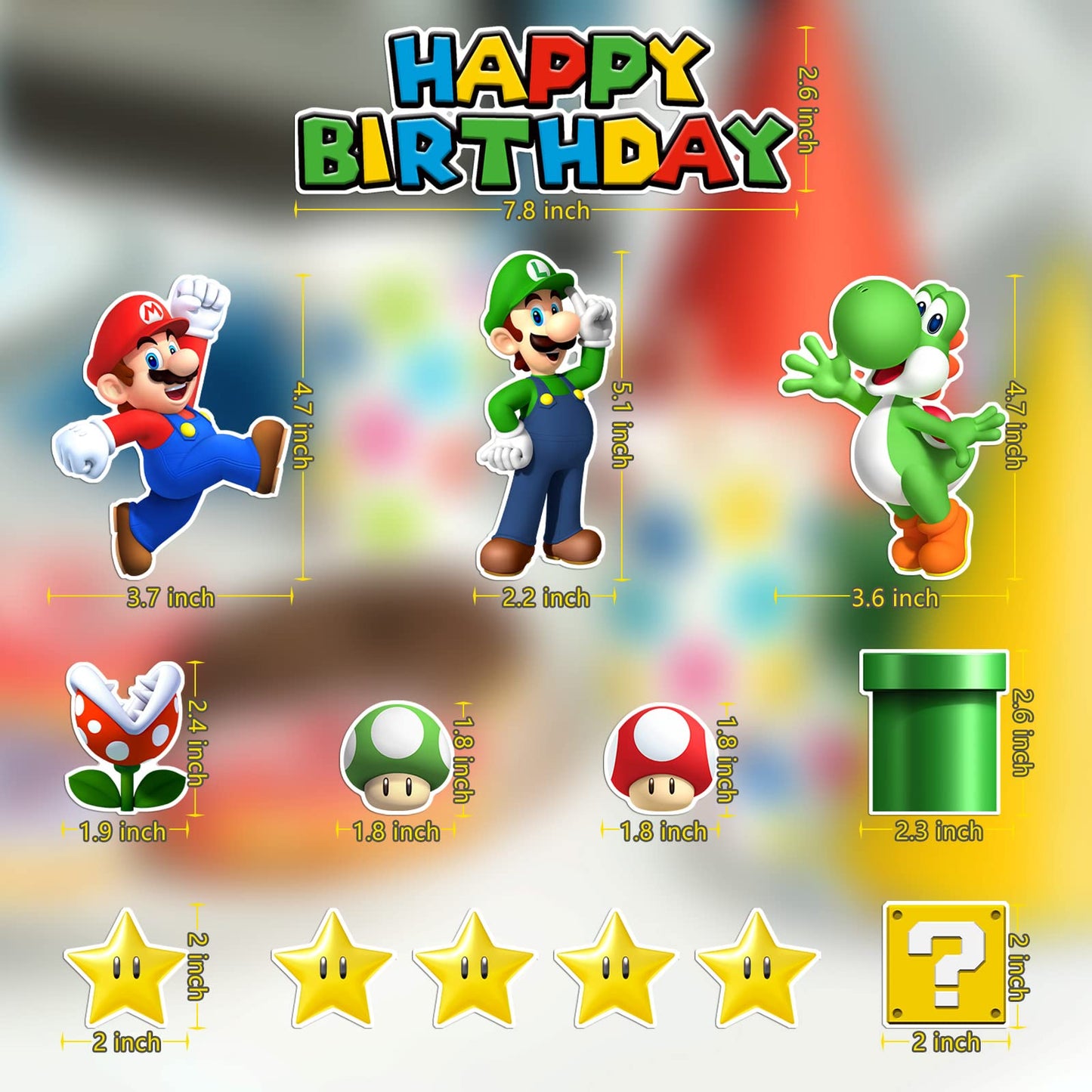 14Pcs Super Bros Cake Topper For Birthday Party Decoration, Super Brother Birthday Party Supplies- Fun Kid'S Party Cupcake Decor