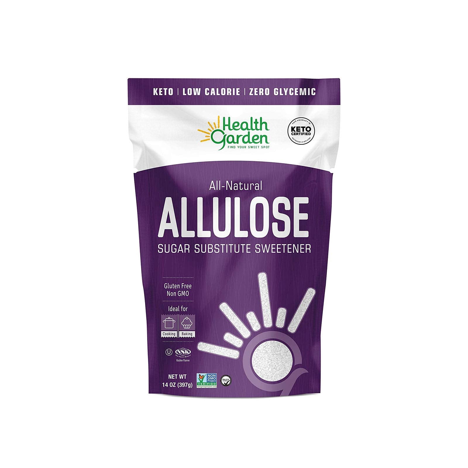 Health Garden Allulose Sweetener - Gluten And Sugar Free - Zero Net Carb - Non Gmo - Kosher - Keto Friendly (14 Oz)