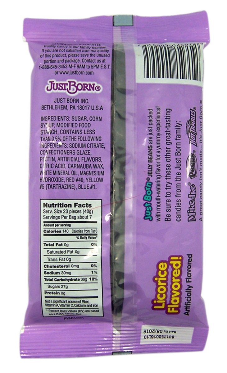 Just Born Licorice Flavored Jelly Beans, 10 Oz, Pack Of 2