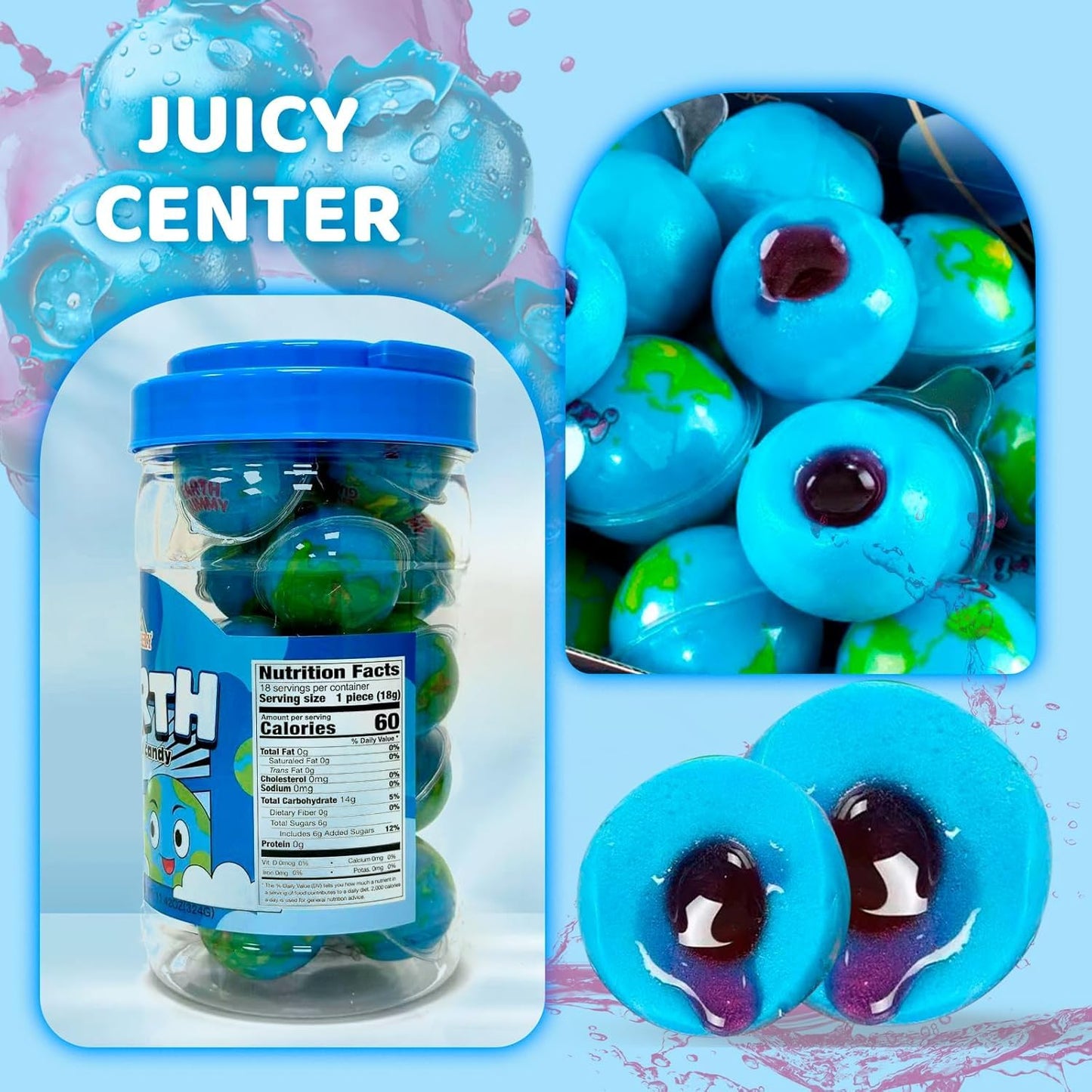 APEXY Gummy Candy with Fruity Liquid Center, Fat Free, Space-Themed, Large 11.42oz, Great for Halloween and Parties