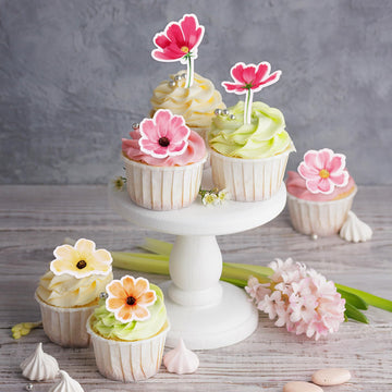 52 Pack Edible Flower Cupcake Toppers Spring Bridal Engagement Baby Shower Birthday Party Cupcake Picks Drink Topper Anniversary