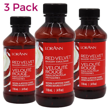 Lorann Red Velvet Bakery Emulsion, 4 Ounce Bottle - 3 Pack