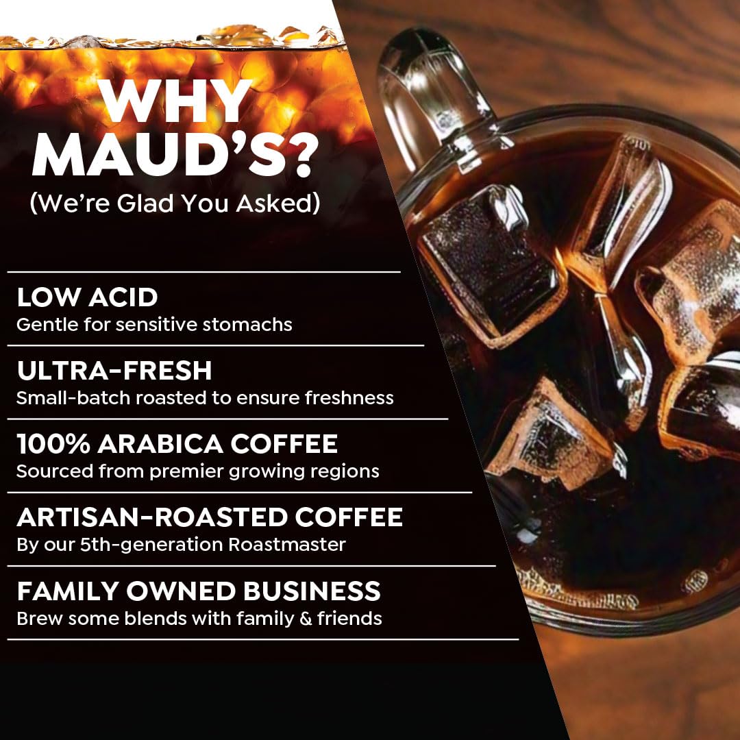 Maud'S Black Cold Brew Dark Roast Coffee Pods, 18 Ct | Cold Brew Classic Black Coffee | 100% Arabica Dark Roast Coffee | Solar E