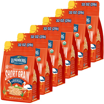 Lundberg Short Grain Brown Rice, Regenerative Organic Certified, 6-Pack - Slightly Nutty, Sticky Rice Responsibly Grown In Calif